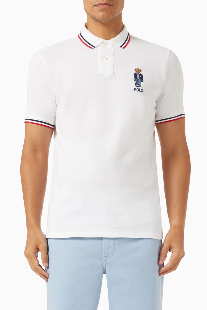 

Polo Bear Polo Shirt in Cotton Piqué, White