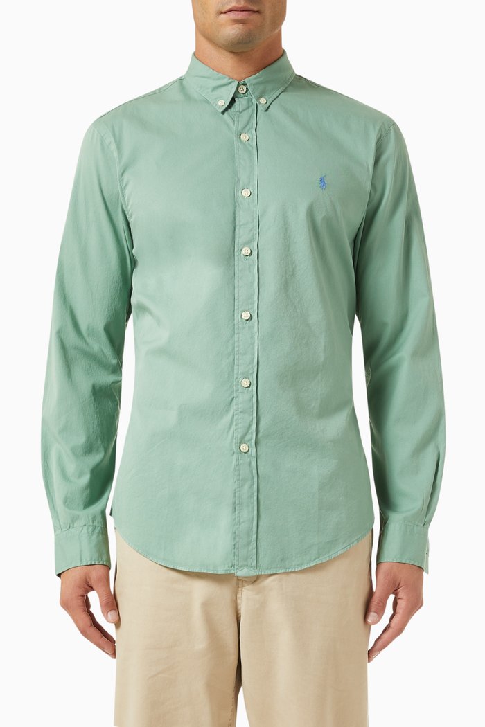 

Slim Fit Shirt in Twill, Green