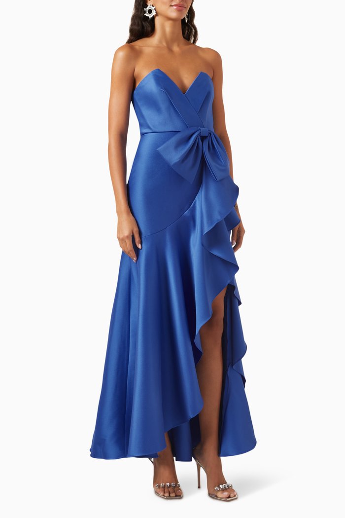 

Ruffle Bow Gown in Stretch-mikado, Blue