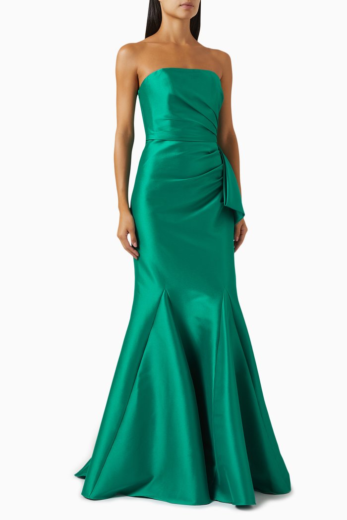 

Draped Mermaid Gown in Mikado, Green