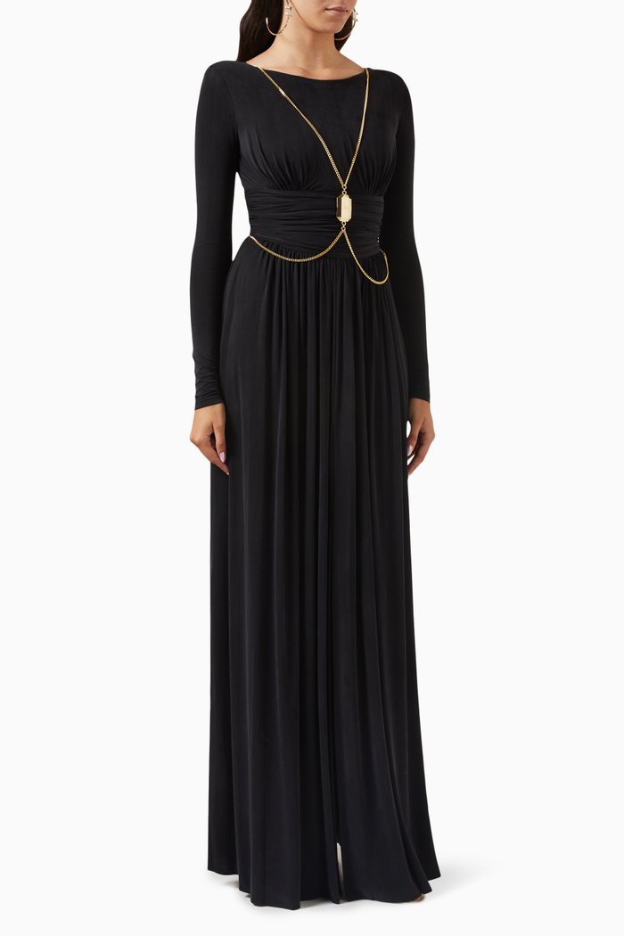 

Chain Maxi Dress in Jersey, Black