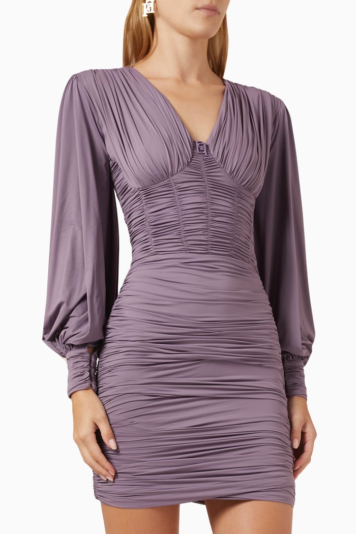 

Bustier Draped Mini Dress in Jersey, Purple