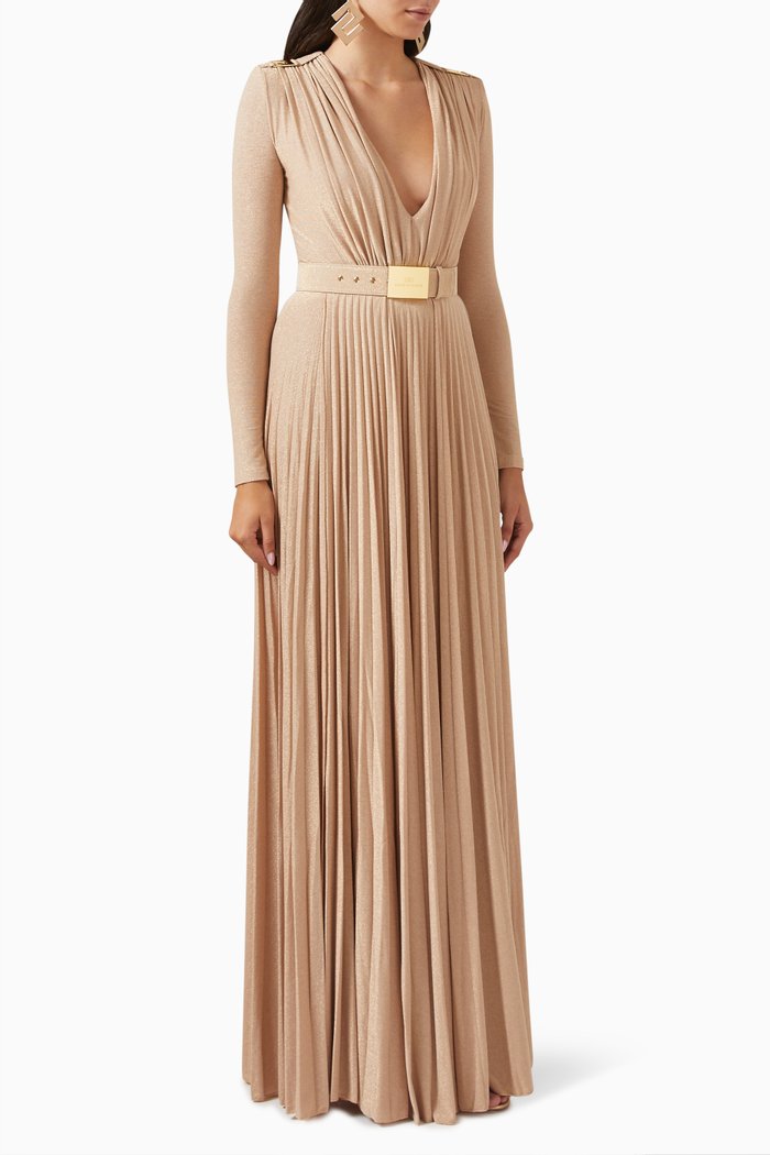 

Belted Maxi Dress in Lurex-jersey, Neutral
