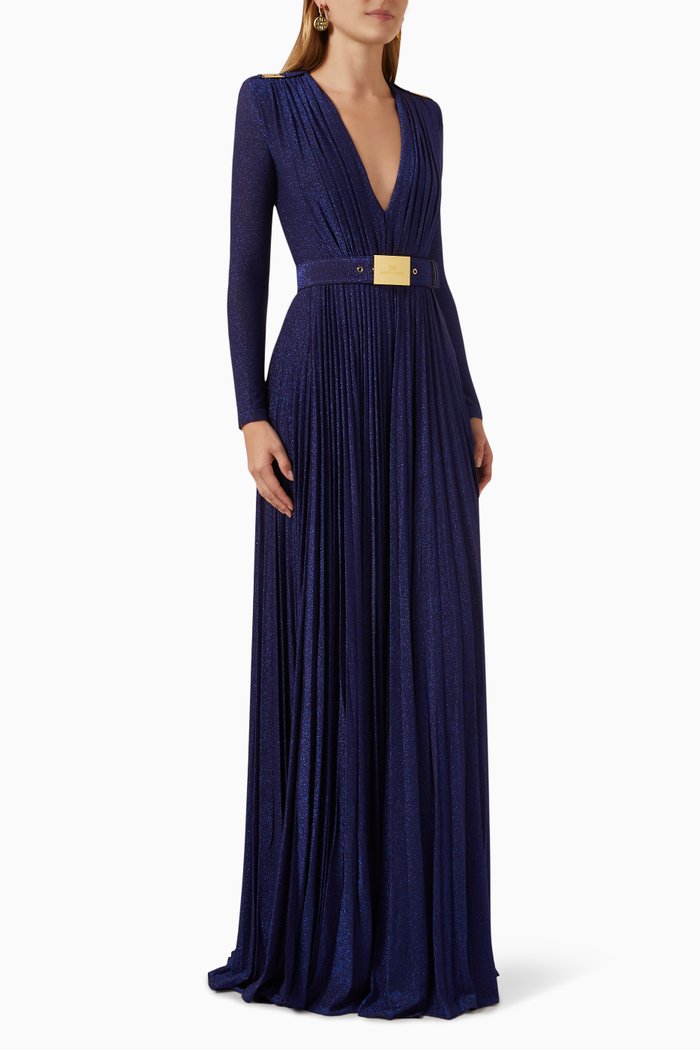 

Belted Maxi Dress in Lurex-jersey, Blue