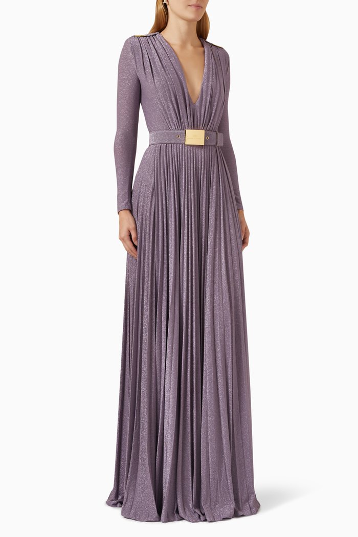 

Belted Maxi Dress in Lurex-jersey, Purple