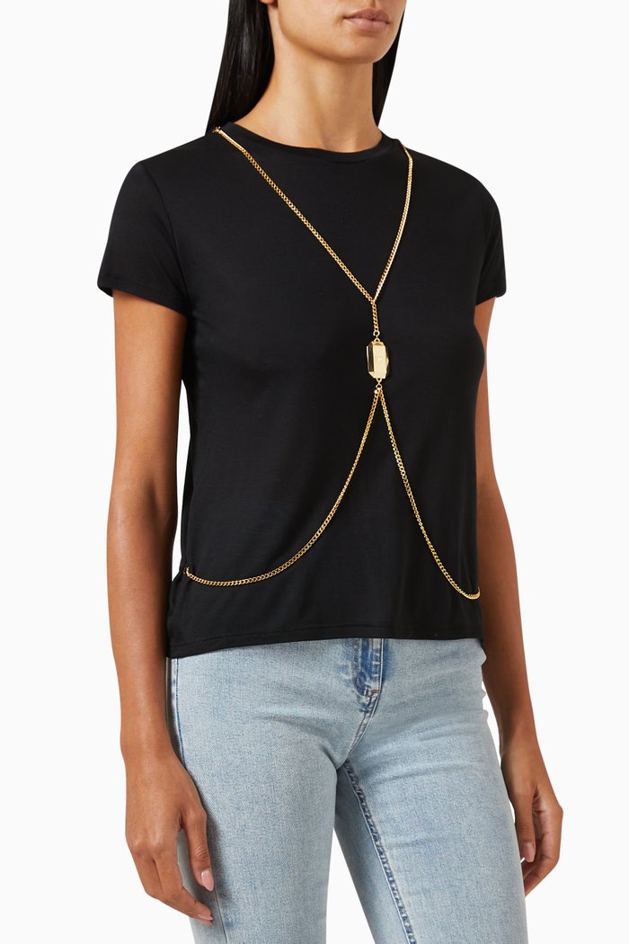 

Crossbody-chain T-shirt in Modal-jersey, Black
