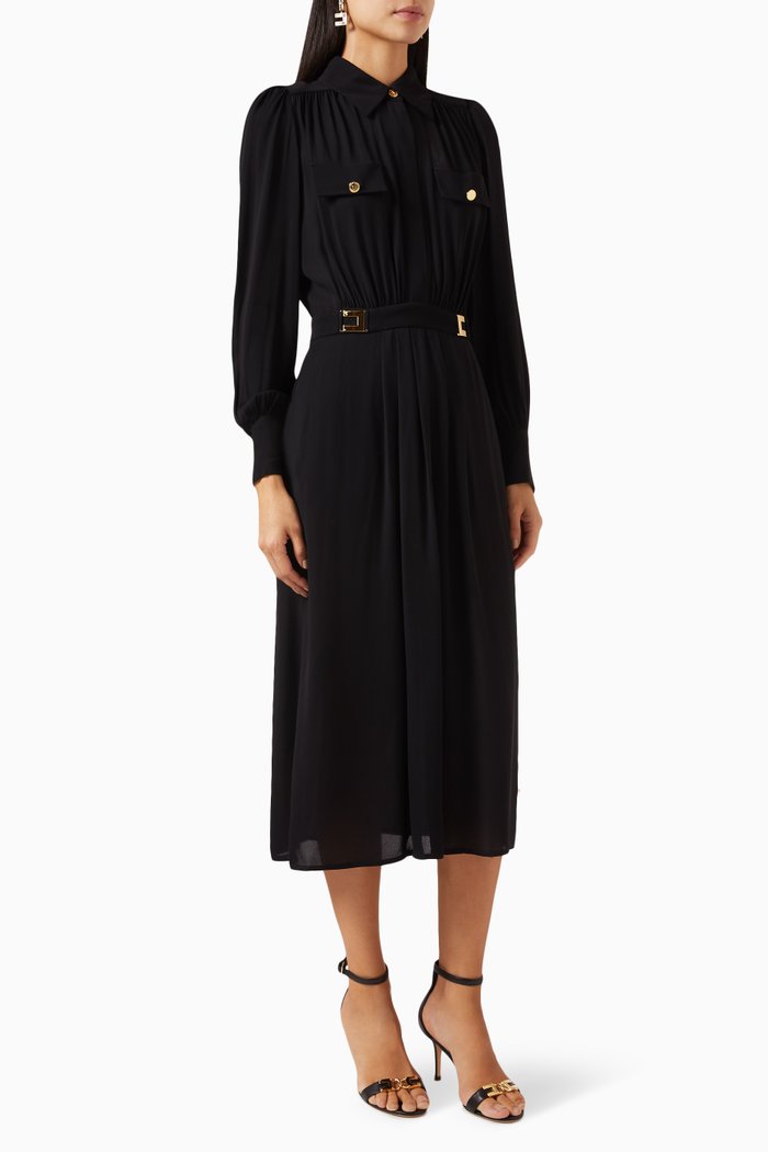 

Logo Plaques Shirt Dress in Georgette, Black