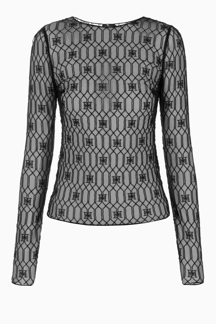 

Logo-embroidered Top in Tulle, Black