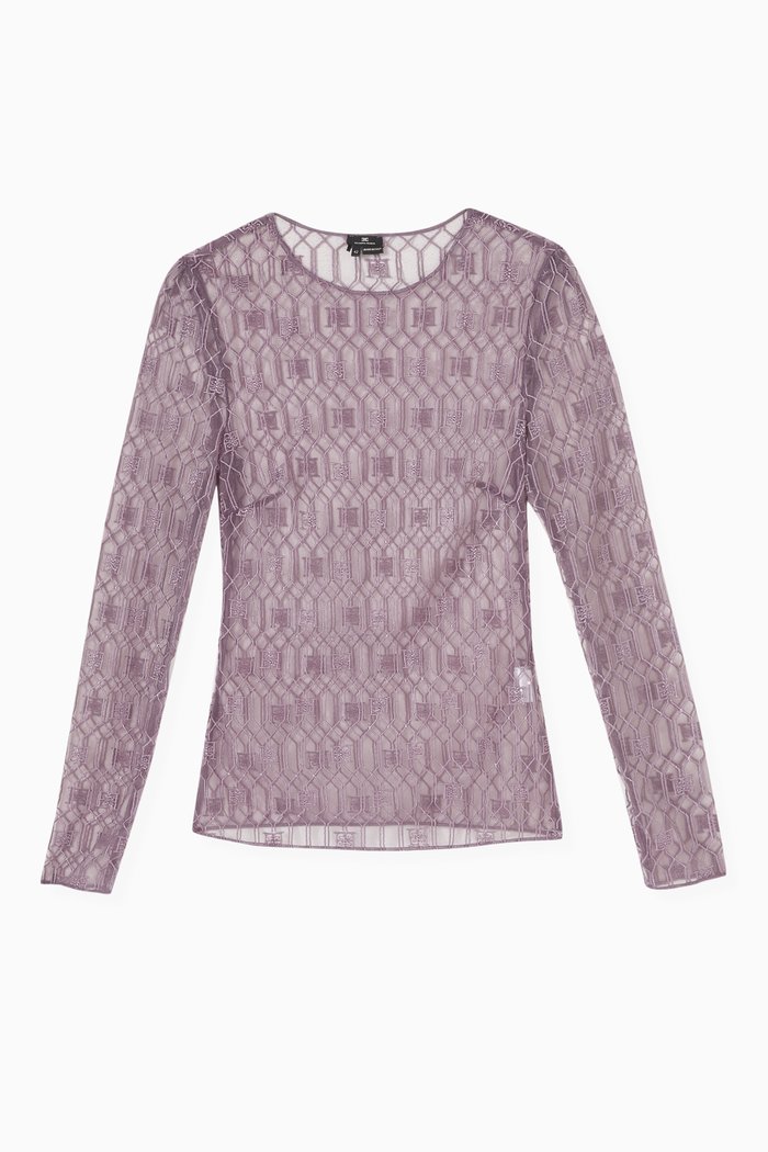 

Logo-embroidered Top in Tulle, Purple