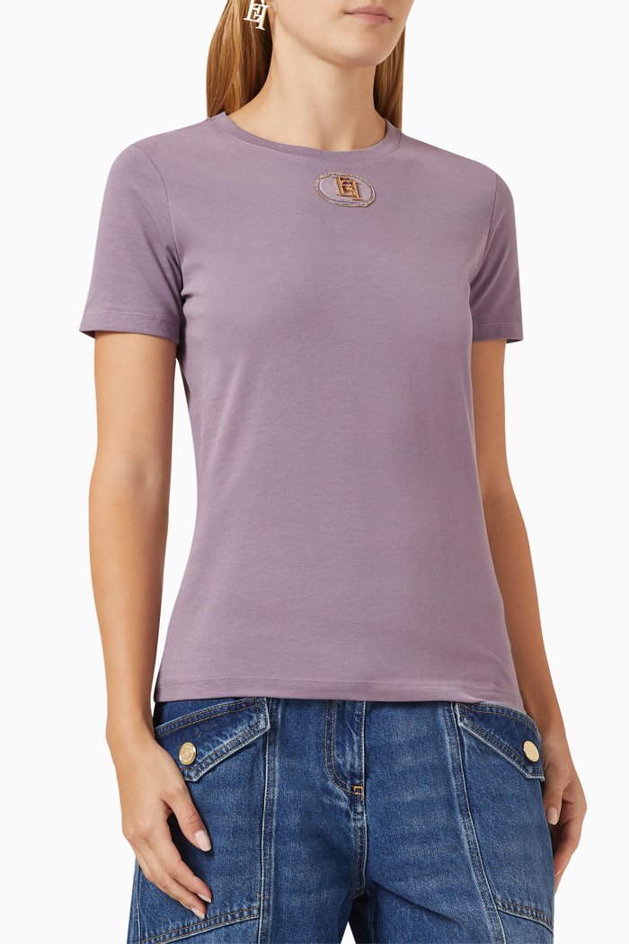 

Velvet Logo Plaque T-shirt in Jersey, Purple