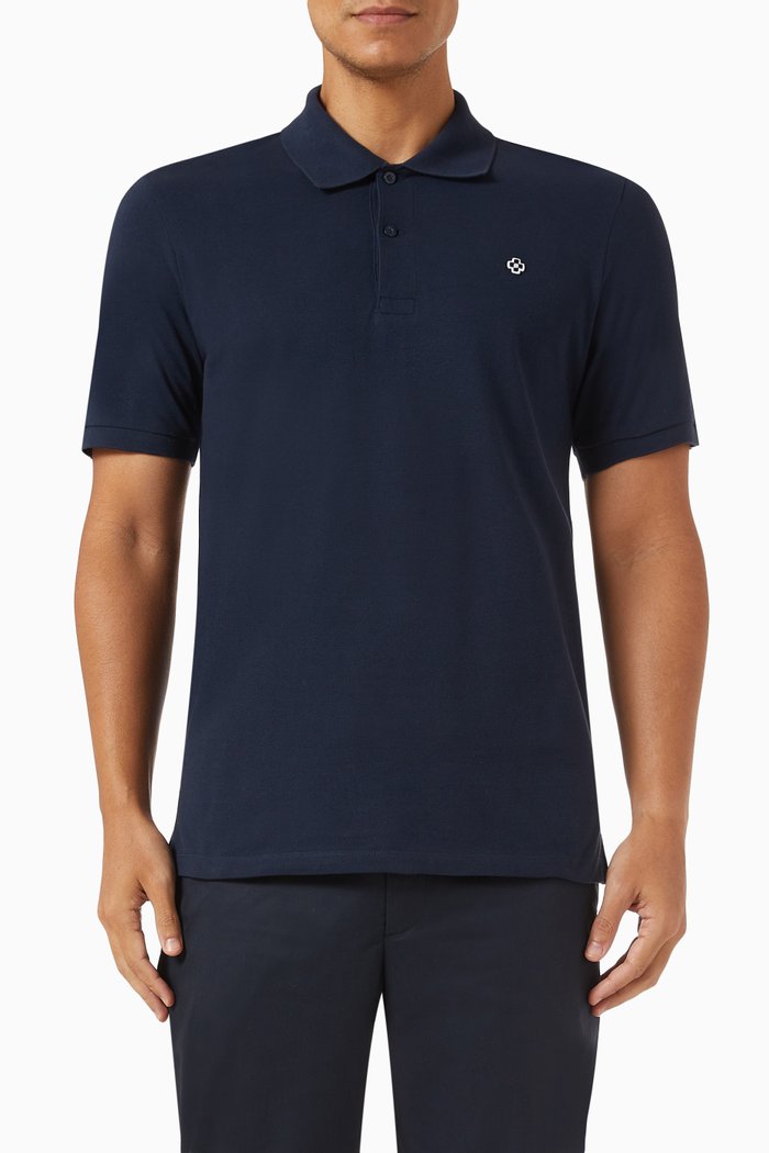 Logo Polo Shirt in Cotton, Blue