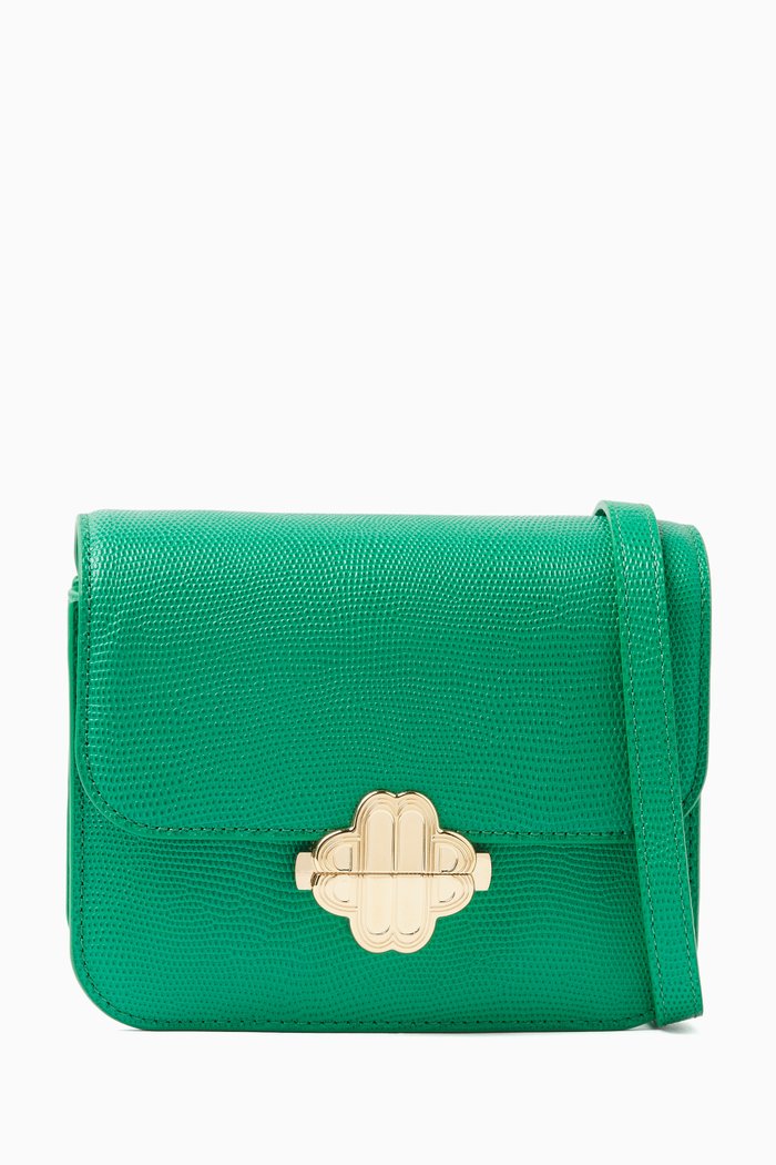 

Mini Clover Bag in Lizard-embossed Leather, Green