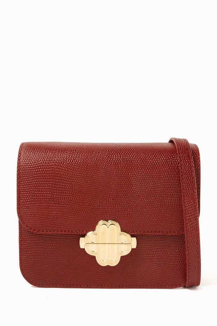 

Mini Clover Bag in Lizard-embossed Leather, Red