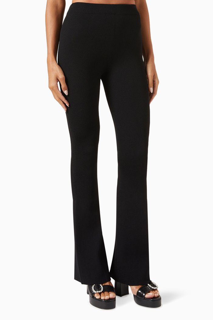 Pariso Ribbed Pants in Viscose-blend, Black