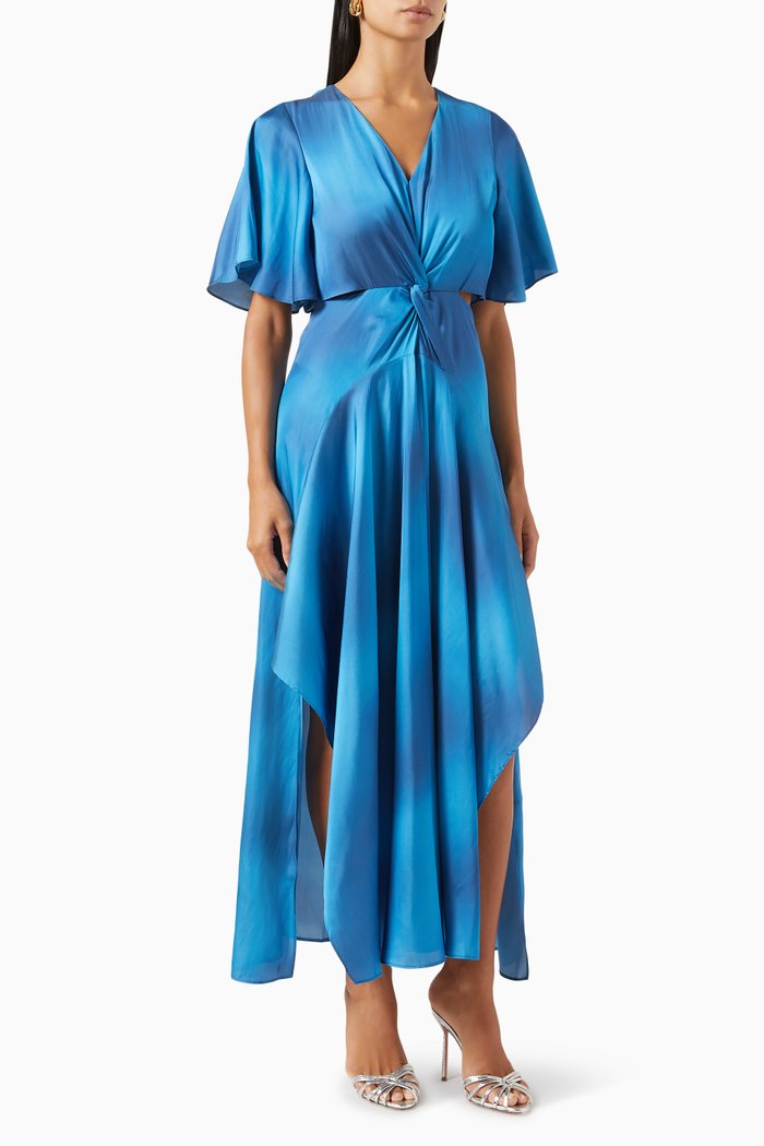 

Renilina Cut-out Midi Dress in Satin, Blue