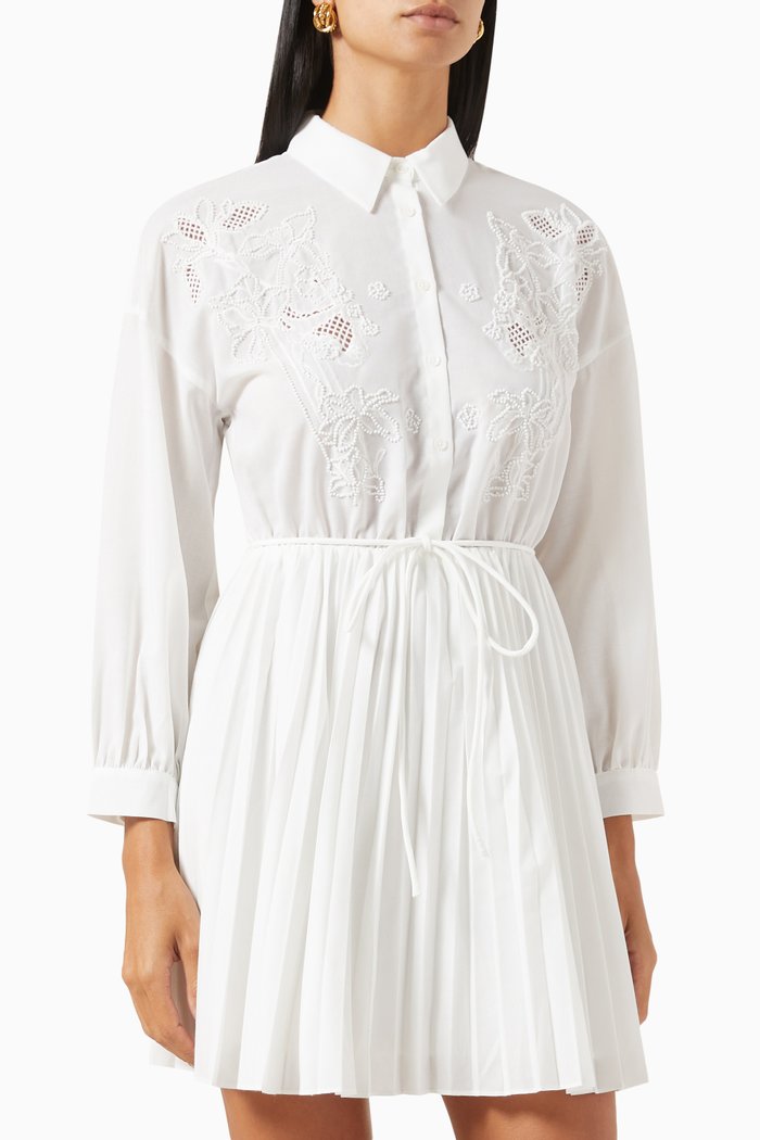 

Riwhite Pleated Mini Dress, White