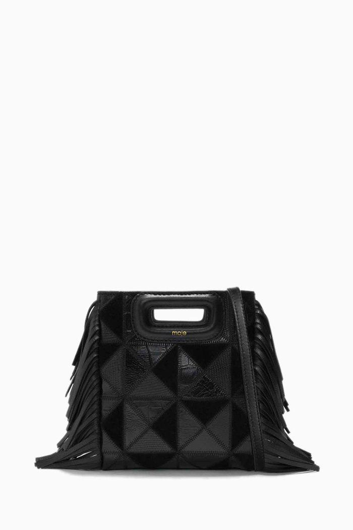 

Mini M Patchwork Bag in Leather, Black