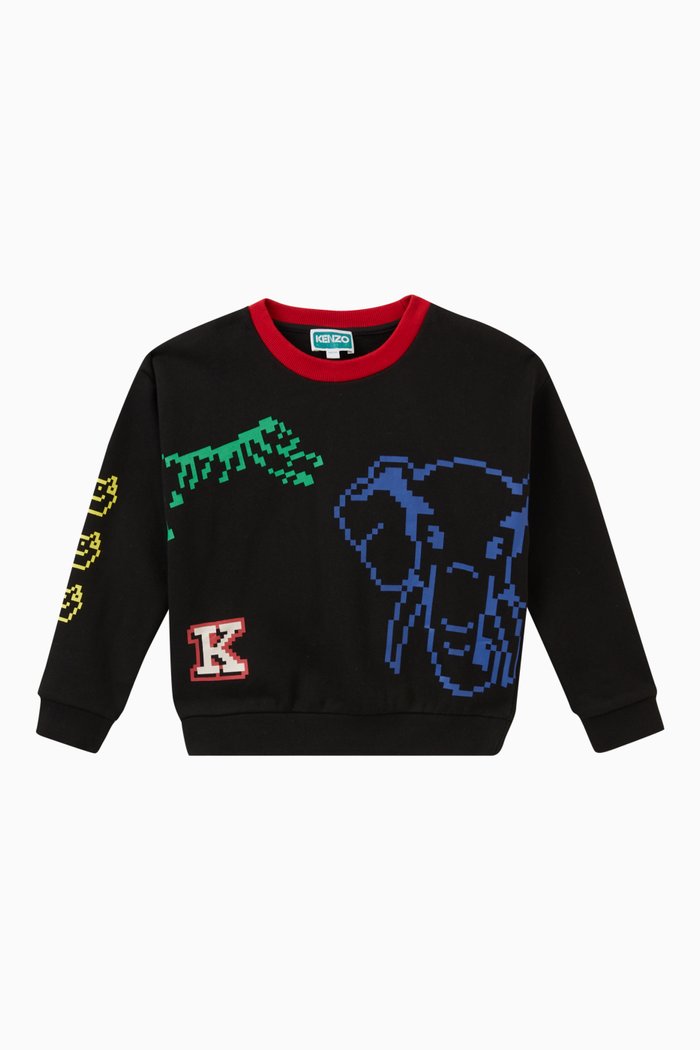

Graphic Logo Print Sweatshirt in Cotton, Blue