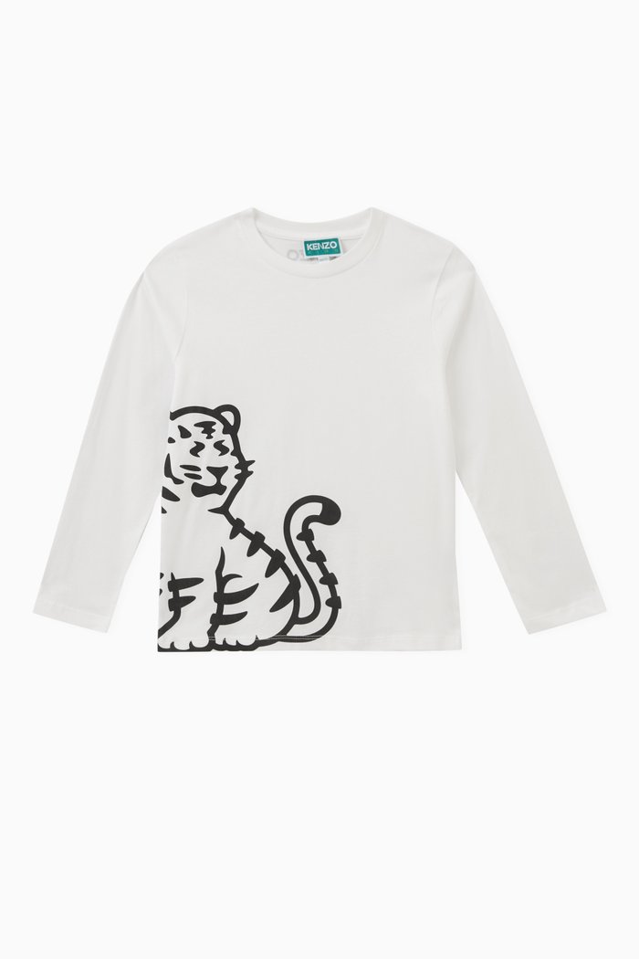 

Tiger Print T-shirt in Organic Cotton, White