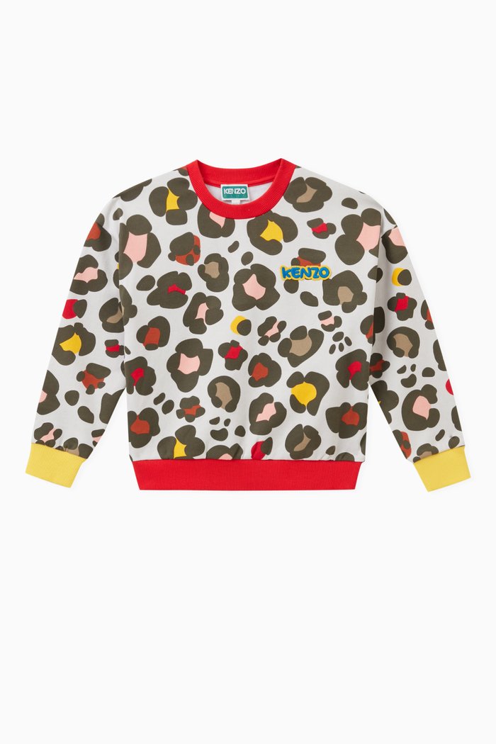 

Animal Print Logo Sweatshirt in Cotton Blend Jersey, Neutral