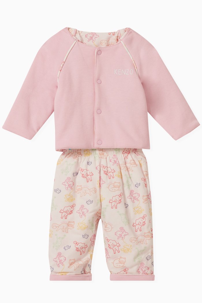 

Reversible Graphic Print Tracksuit in Cotton, Pink