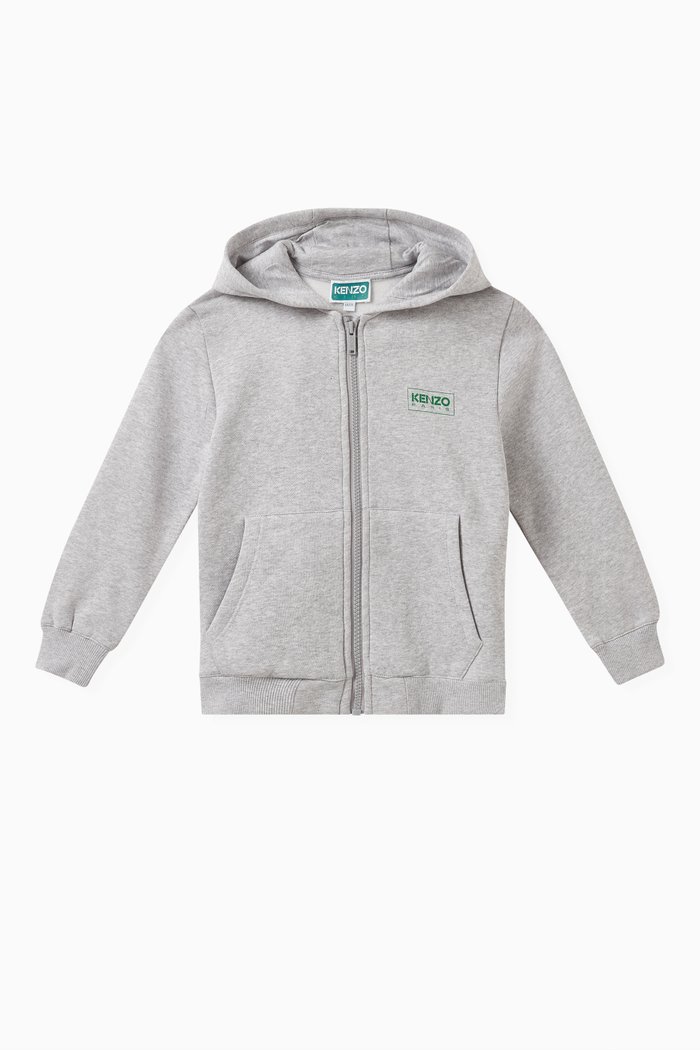 

Logo Print Hoodie in Cotton Blend, Grey