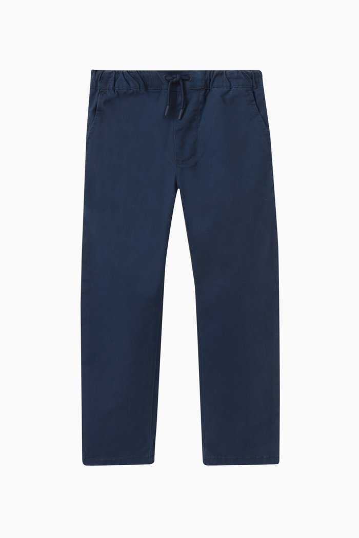 Logo-embroidered Trousers in Cotton, Blue