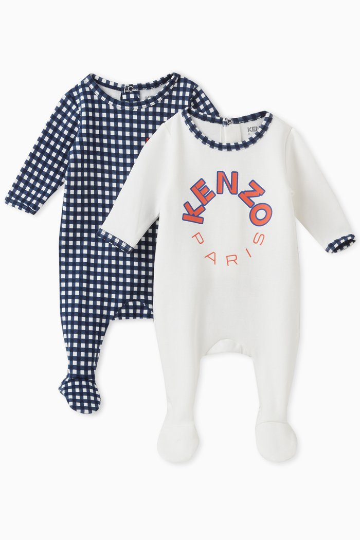 

Logo-print Sleepsuit Set in Organic-cotton Blend, White