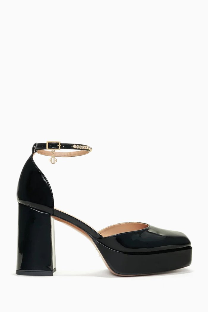 Franci Platform Pumps in Patemt Leather, Black