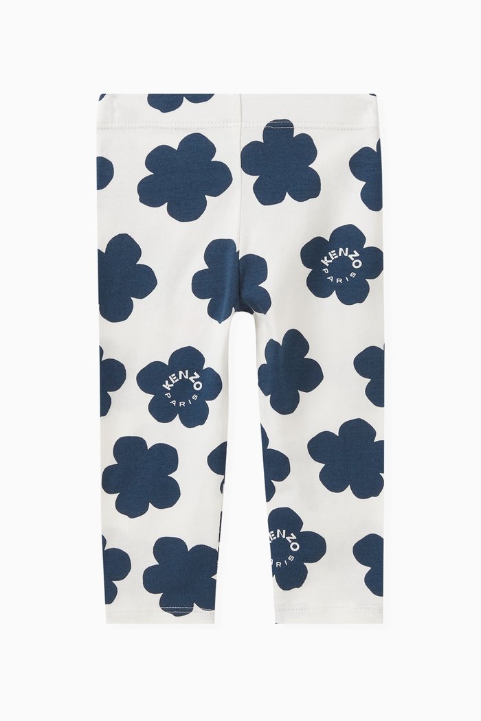 

Floral Leggings in Cotton, White