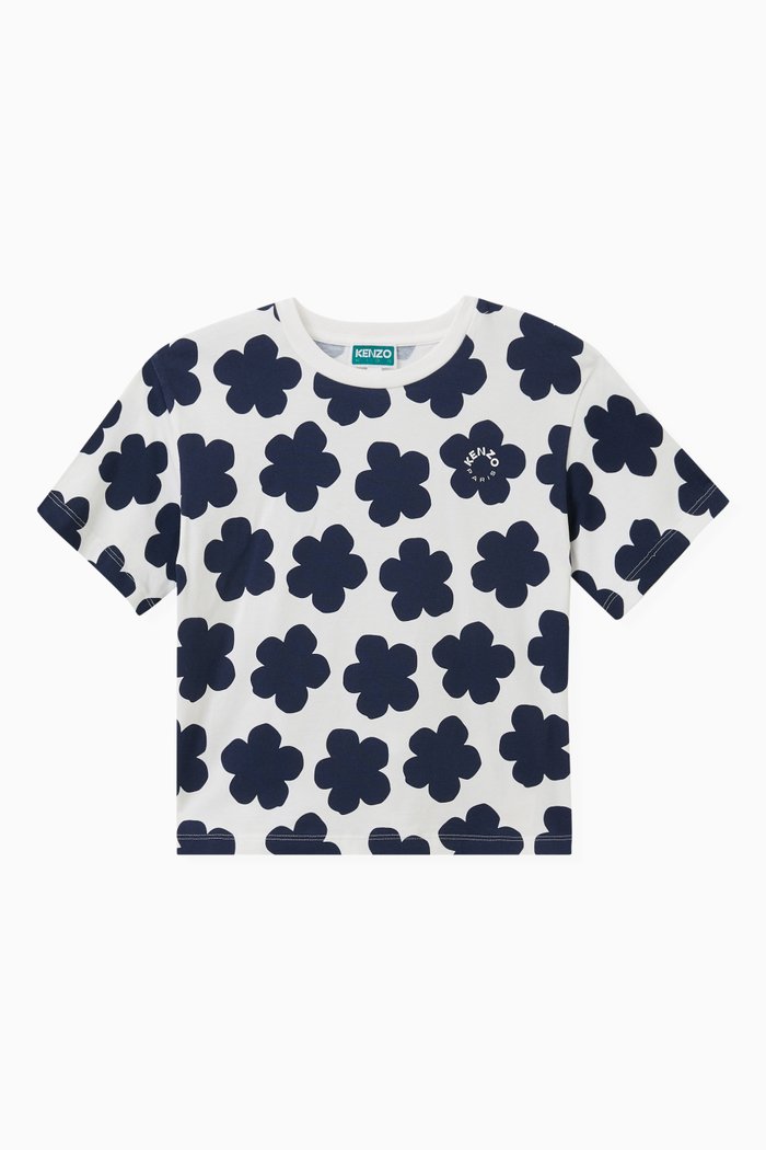

Boke Flower Print Logo T-shirt in Stretch Cotton, White
