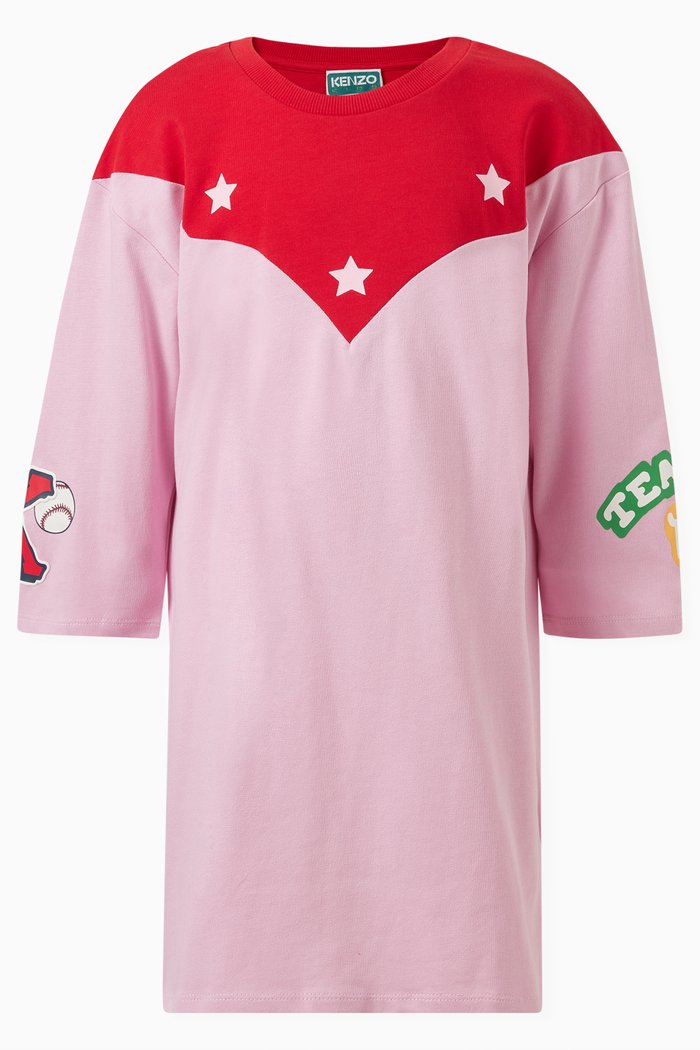 Baseball Stars Dress in Cotton, Pink