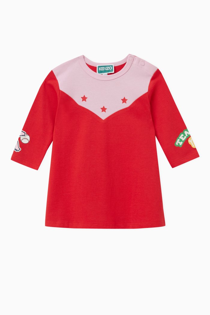 

Varsity Logo Dress in Cotton Jersey, Red