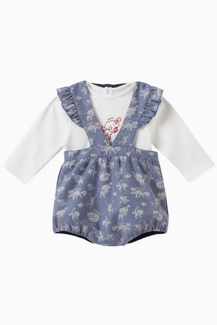 

Logo T-shirt & Bloomers Set in Cotton, Blue