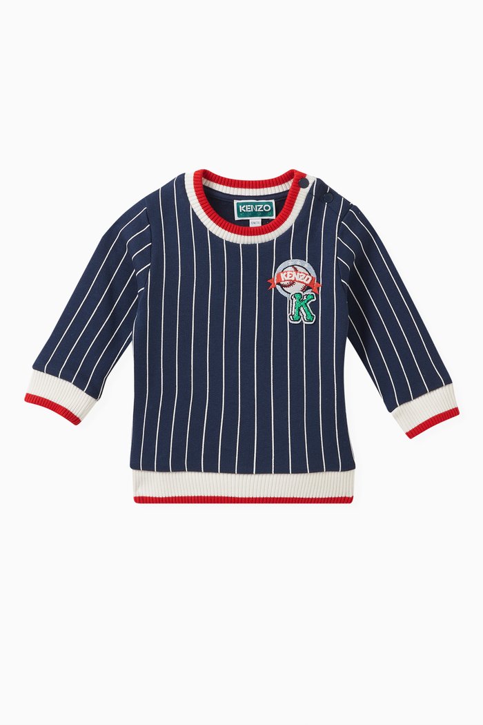 

Striped Varsity Logo Sweatshirt in Cotton, Blue