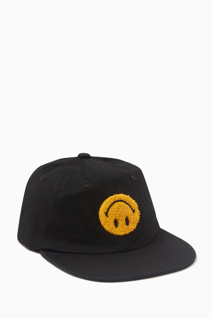 

Upside Down Smiley Hat in Cotton, Black