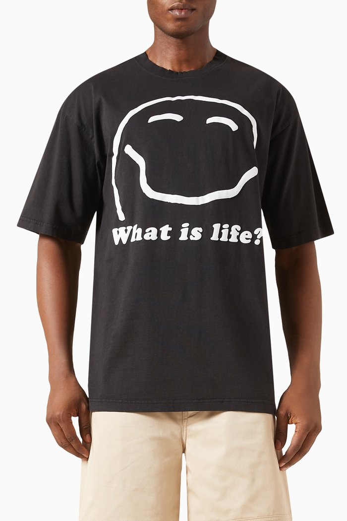 

What is Life T-shirt in Cotton-jersey, Black