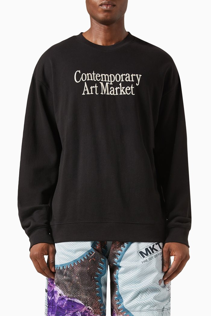 

Contemporary Art Embroidered Sweatshirt in Cotton, Black