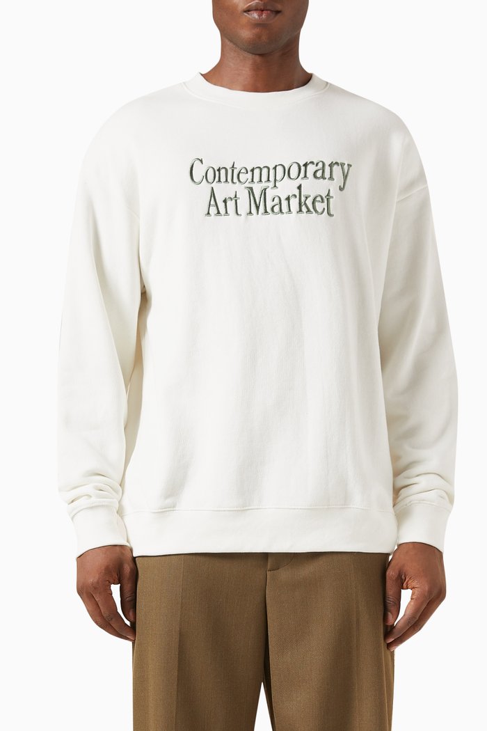 

Contemporary Art Embroidered Sweatshirt in Cotton, Neutral