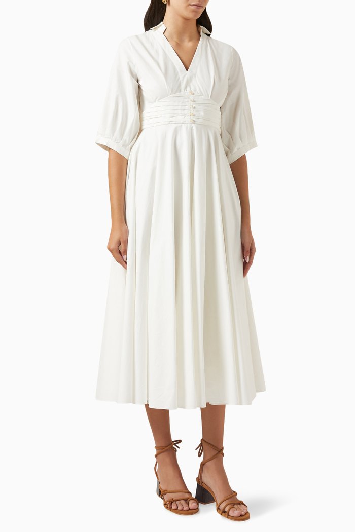 

Milah Midi Dress in Cotton-poplin, White