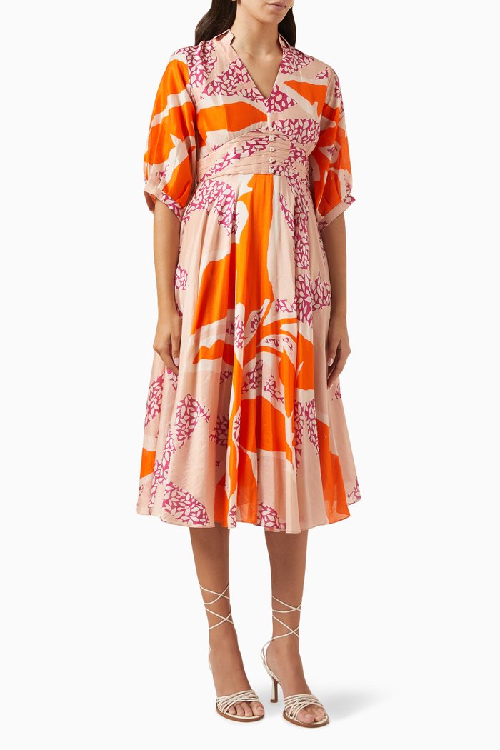 

Milah Midi Dress in Chanderi, Multicolour
