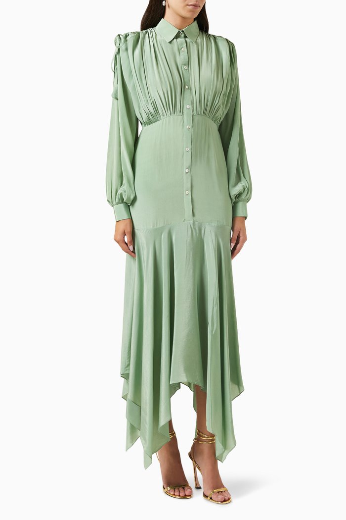 Sierra Shirt Dress in Crepe, Green