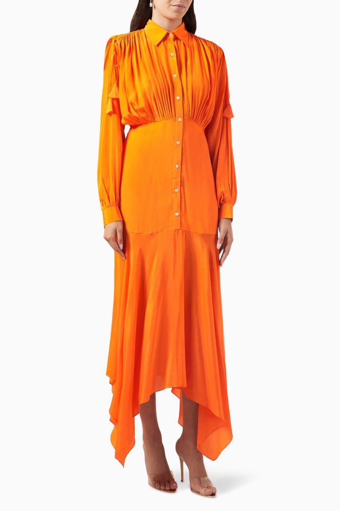 

Sierra Shirt Dress in Crepe, Orange