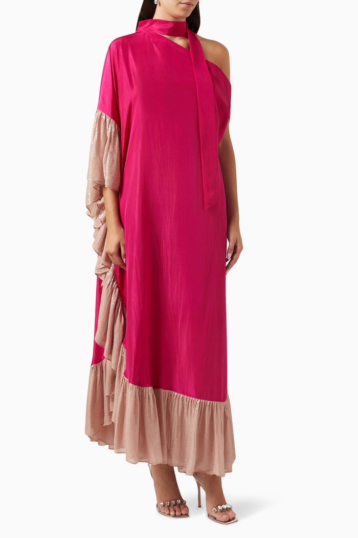 

Amari One-shoulder Dress in SIlk, Pink
