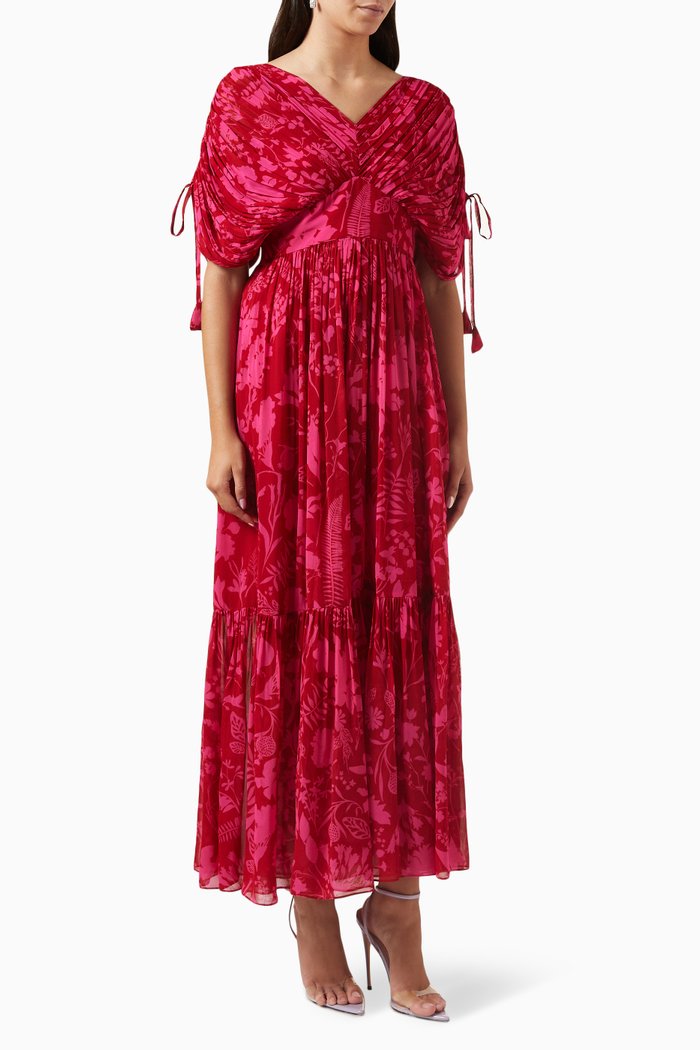 

Sylvie Micro-pleated Dress in Georgette, Red