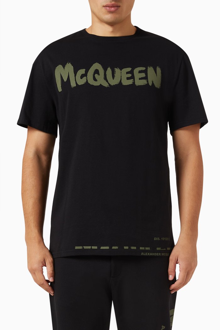 

Logo Graffiti-print T-shirt in Organic Cotton-jersey, Green