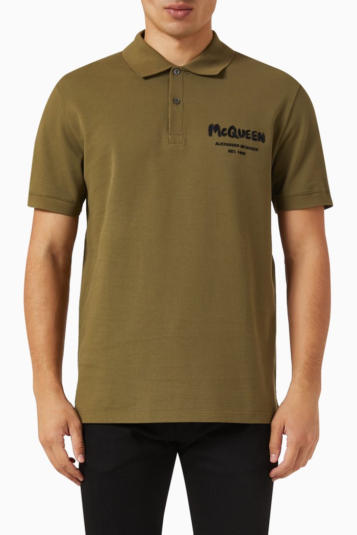 

Embroidered Logo Polo Shirt in Cotton-piqué, Green