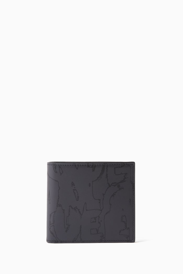 

Graffiti Bi-fold Wallet in Calf Leather, Black