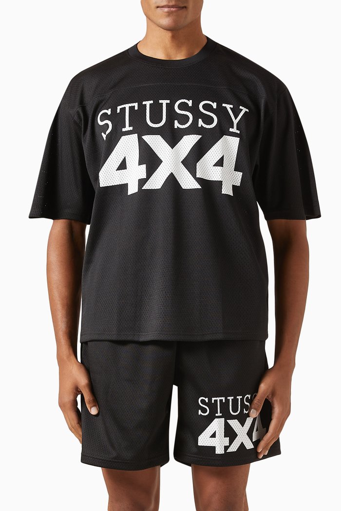 Football T-shirt in Mesh Jersey, Black