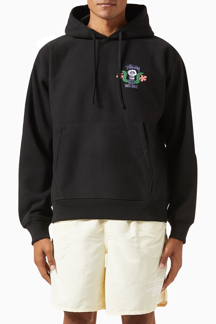 

Skull Crest Hoodie in Fleece, Black